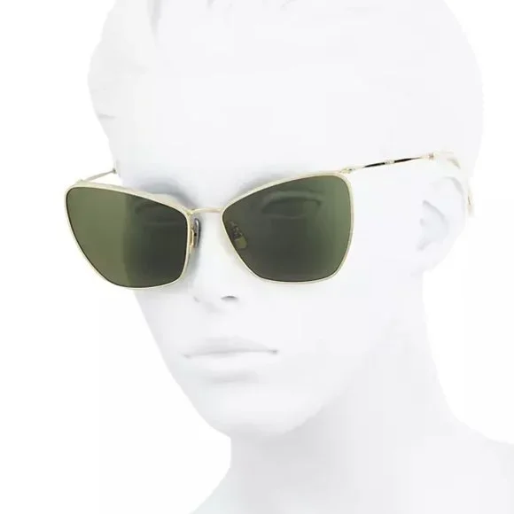 CELINE CL40069U Cat Eye White Coated Metal Mirrored Gray Lenses Sunglasses 70029 auth CELINE white metal Butterfly Sunglasses CL40069U  main image 3
